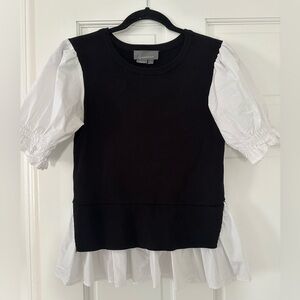 Anthropologie mixed media knit top XS